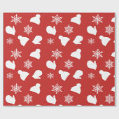 Rode feestdag Mittens en kerstPetten Cadeaupapier (Vlak)