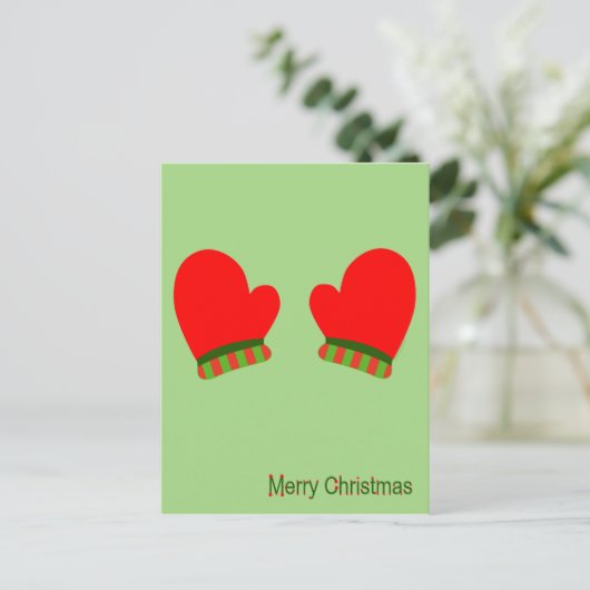 Rode feestdag Mittens (prettige kerst) Feestdagenkaart (Staand voorkant)