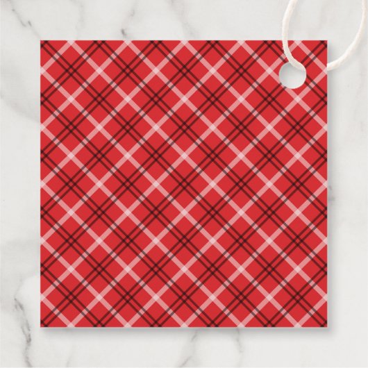 Rode feestdag Plaid Kerstmis Bedankjes Labels (Achterkant)