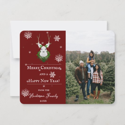 Rode feestdag voor rendieren feestdagenkaart (Voorkant)