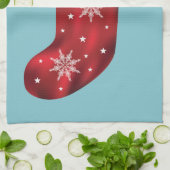 Rode feestdagen op blauw theedoek (Gevouwen)