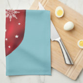 Rode feestdagen op blauw theedoek (Quarter Fold)