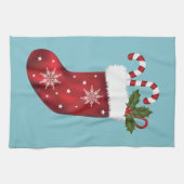 Rode feestdagen op blauw theedoek (Horizontaal)