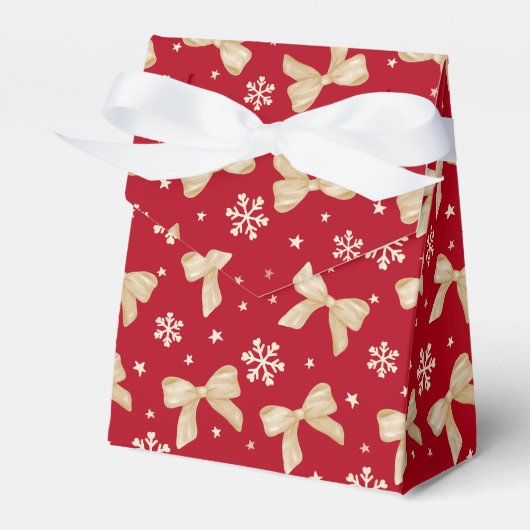 Rode feestelijk cadeautje tentdoos met gouden stri bedankdoosjes (Voorkant Zijde)