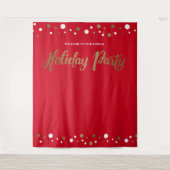 Rode feestelijke bedrijfsfeest gouden achtergrond wandkleed (Voorkant)