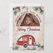 rode feestelijke camper boog foto kerst feestdagenkaart (Voorkant)