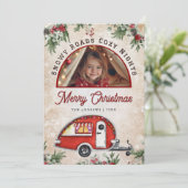 rode feestelijke camper boog foto kerst feestdagenkaart (Staand voorkant)