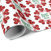 Rode feestelijke Jingle Bells Cadeaupapier (Rol Hoek)