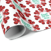 Rode Feestelijke Jingle Bells op Wit Cadeaupapier (Rol Hoek)