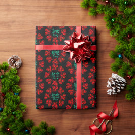 Rode feestelijke Jingle Bells op zwart Cadeaupapier