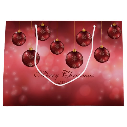 Rode feestelijke kerstcadeautjes met aangepaste te groot cadeauzakje (Voorkant)