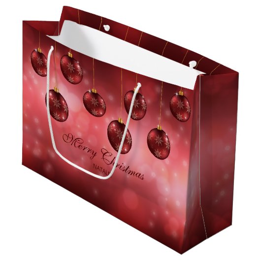 Rode feestelijke kerstcadeautjes met aangepaste te groot cadeauzakje (Voorkant Gekanteld)