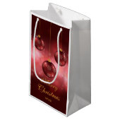 Rode feestelijke kerstcadeautjes met aangepaste te klein cadeauzakje (Voorkant Gekanteld)