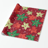 Rode feestelijke kerstpatronen cadeaupapier (Uitgerold)