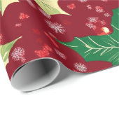 Rode feestelijke kerstpatronen cadeaupapier (Rol Hoek)