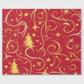 Rode feestelijke kerstpatronen cadeaupapier (Vlak)