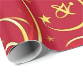 Rode feestelijke kerstpatronen cadeaupapier (Rol Hoek)