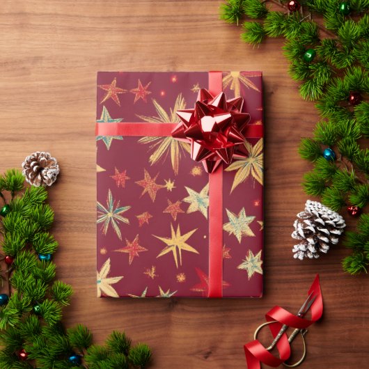 Rode feestelijke kerstpatronen cadeaupapier (Feestdagen Geschenken)