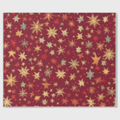 Rode feestelijke kerstpatronen cadeaupapier (Vlak)