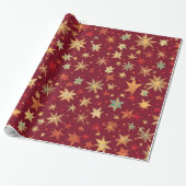 Rode feestelijke kerstpatronen cadeaupapier (Uitgerold)