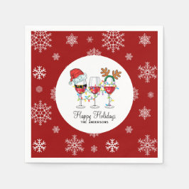 Rode feestelijke kerstwijnen glazen illustraties servet