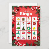 Rode Feestelijke Leuke Kerstbingo Kaart (Voorkant / Achterkant)