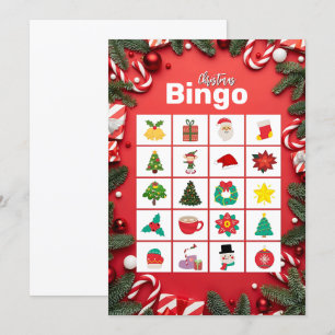 Rode Feestelijke Leuke Kerstbingo Kaart