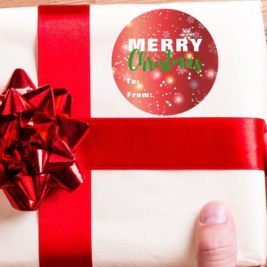 Rode feestelijke lichten bokeh sneeuwvlok vrolijk  ronde sticker