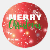 Rode feestelijke lichten bokeh sneeuwvlok vrolijk  ronde sticker (Voorkant)