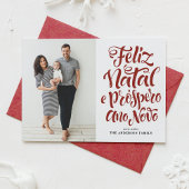 Rode Feliz Natal Kalligrafie Kerstfoto Feestdagenkaart