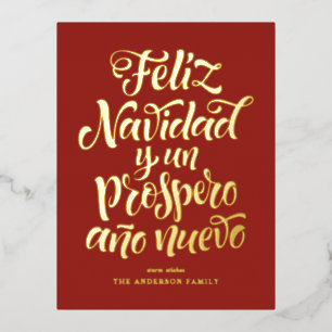 Rode Feliz Navidad Kalligrafie Kerstmis Folie Feestdagen Briefkaart