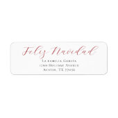 Rode Feliz Navidad retouradreslabel Etiket (Voorkant)