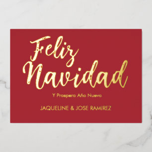 Rode Feliz Navidad Spaanse Gouden Folie Kerstkaart Feestdagenkaart