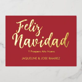 Rode Feliz Navidad Spaanse Gouden Folie Kerstkaart Folie Feestdagenkaart