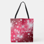 Rode Feliz Navidad Tote Kerst vieren Bag (Voorkant)