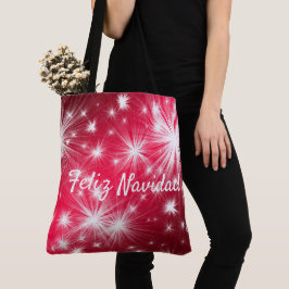 Rode Feliz Navidad Tote Kerst vieren Bag