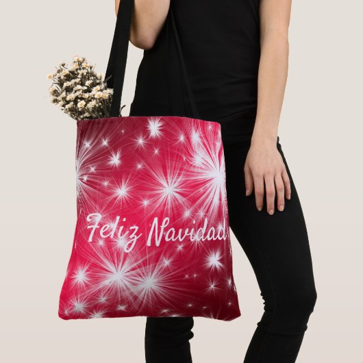 Rode Feliz Navidad Tote Kerst vieren Bag (Dichtbij)