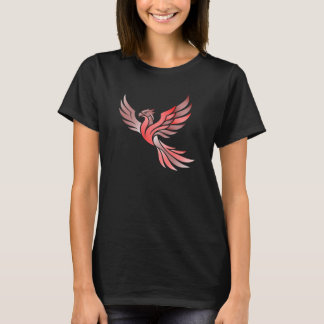 Rode feniks vogel in vlucht met wijd gespreide vle t-shirt