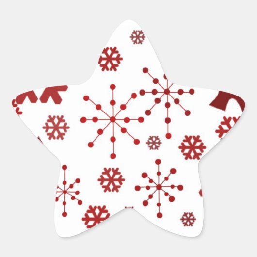 Rode Festieve Sneeuwvlokken Ster Sticker (Voorkant)