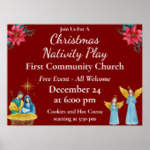 Rode Festive Kerst Kerk Evenement Promotie Poster (Voorkant)