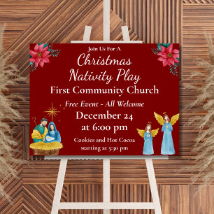 Rode Festive Kerst Kerk Evenement Promotie Poster