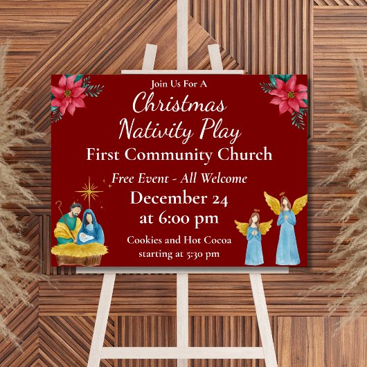 Rode Festive Kerst Kerk Evenement Promotie Poster