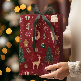 Rode Festive Kerst Misvormig Patroon Cadeautas