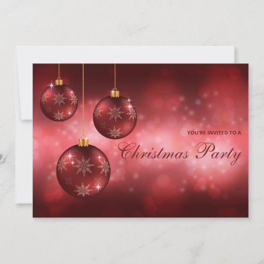 Rode Festive Kerstballen Kerstfeest Kaart (Voorkant)