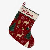 Rode Festive Kerstpatroon | Kerstsok (Voorkant (Hangend))