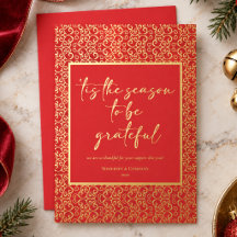 Rode Festive Zakelijke Kerstkaart met Goud Folie