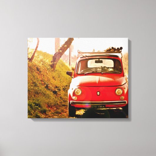 Rode Fiat 500,  cinquecento in Italië Canvas Afdruk (Voorkant)
