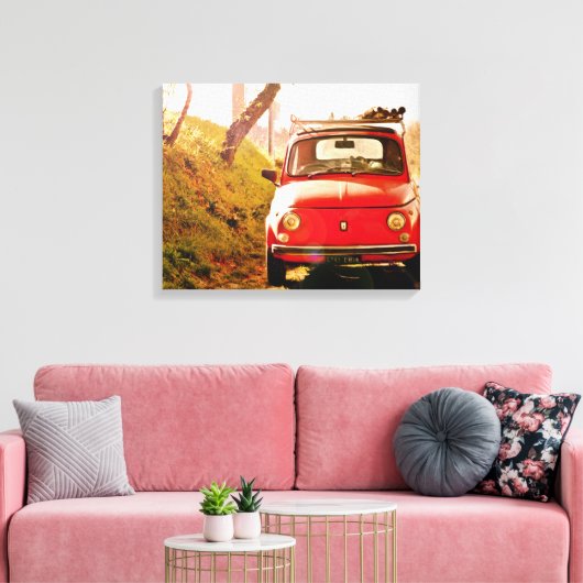 Rode Fiat 500,  cinquecento in Italië Canvas Afdruk (Insitu (Woonkamer))