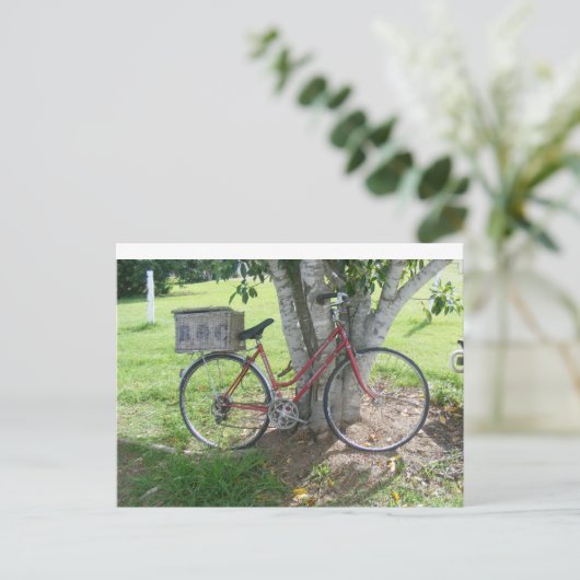 Rode fiets briefkaart (Staand voorkant)