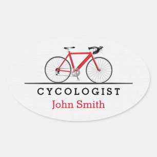 Rode fiets Cycoloog Ovale Sticker